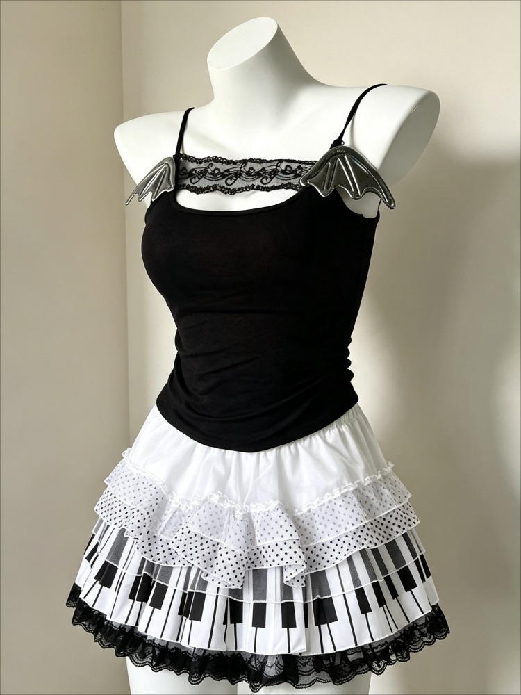 Cami Top Lace - Ретро-комплект в стиле Харадзюку 2000-х годов: